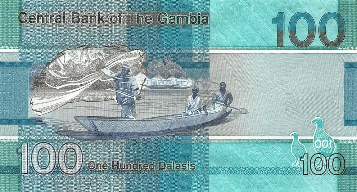 Back of Gambia p41a: 100 Dalasis from 2019