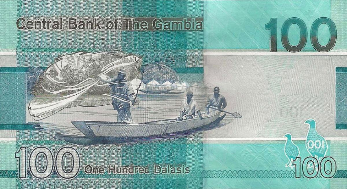 Back of Gambia p41b: 100 Dalasis from 2020