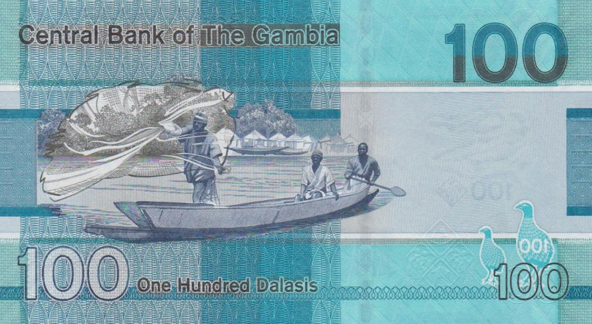 Back of Gambia p41c: 100 Dalasis from 2023