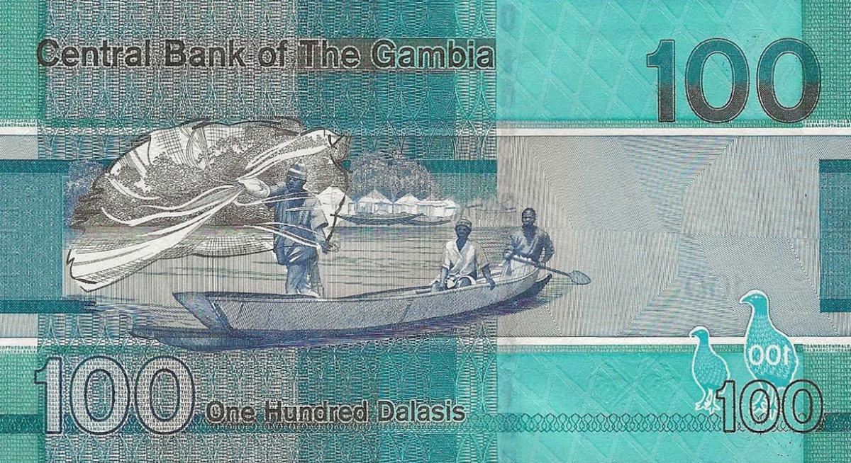 Back of Gambia p41r: 100 Dalasis from 2019