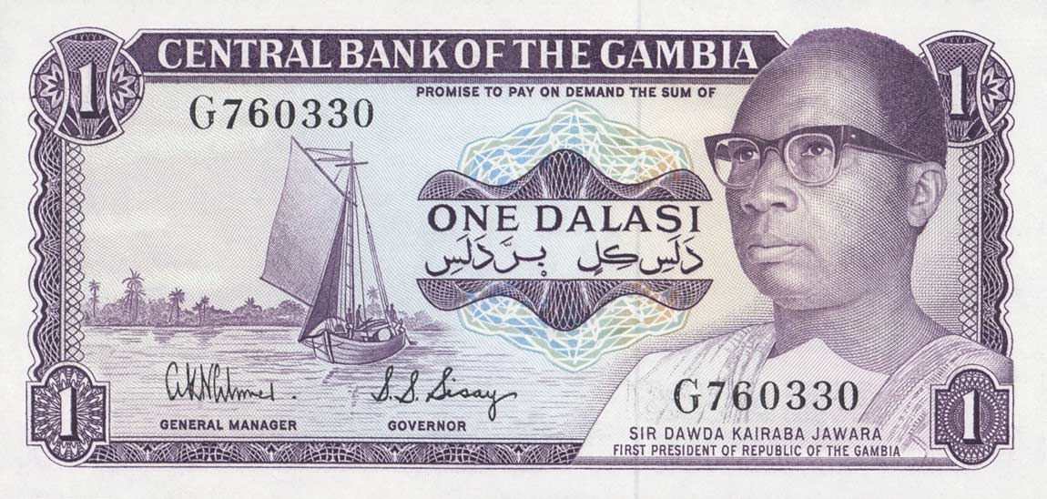 Front of Gambia p4d: 1 Dalasi from 1971
