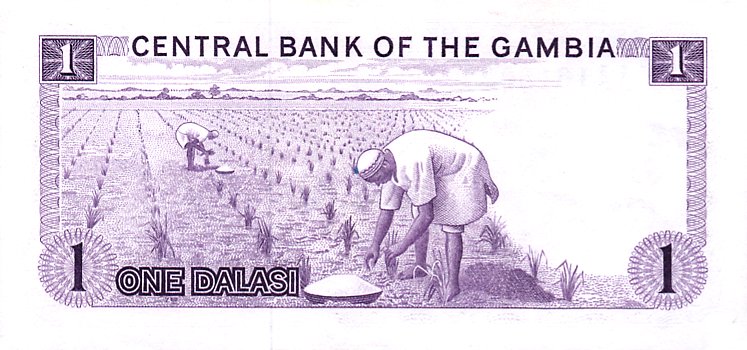 Back of Gambia p4g: 1 Dalasi from 1971
