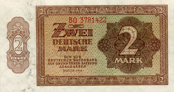 Front of German Democratic Republic p10b: 2 Deutsche Mark from 1948