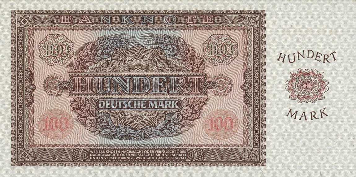 Back of German Democratic Republic p21r: 100 Deutsche Mark from 1955