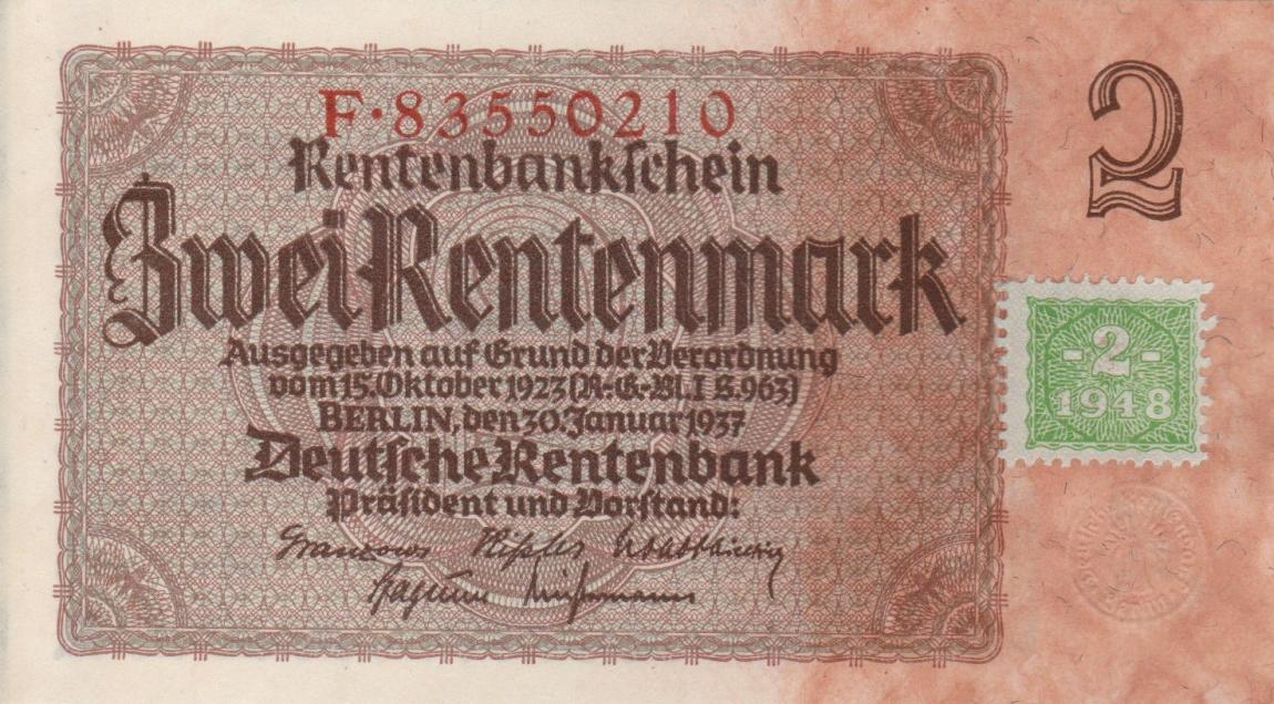 Front of German Democratic Republic p2: 2 Deutsche Mark from 1948