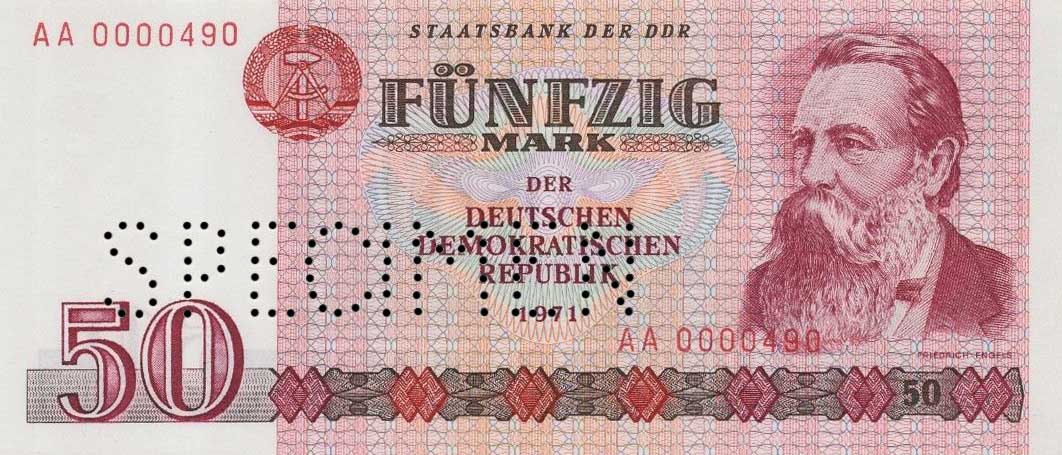 Front of German Democratic Republic p30s: 50 Mark from 1971