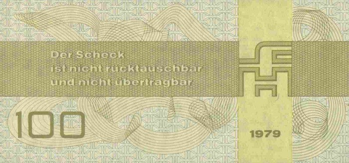 Back of German Democratic Republic pFX6: 100 Mark from 1979