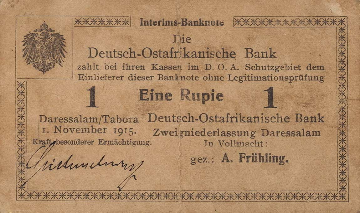 Front of German East Africa p11a: 1 Rupie from 1915