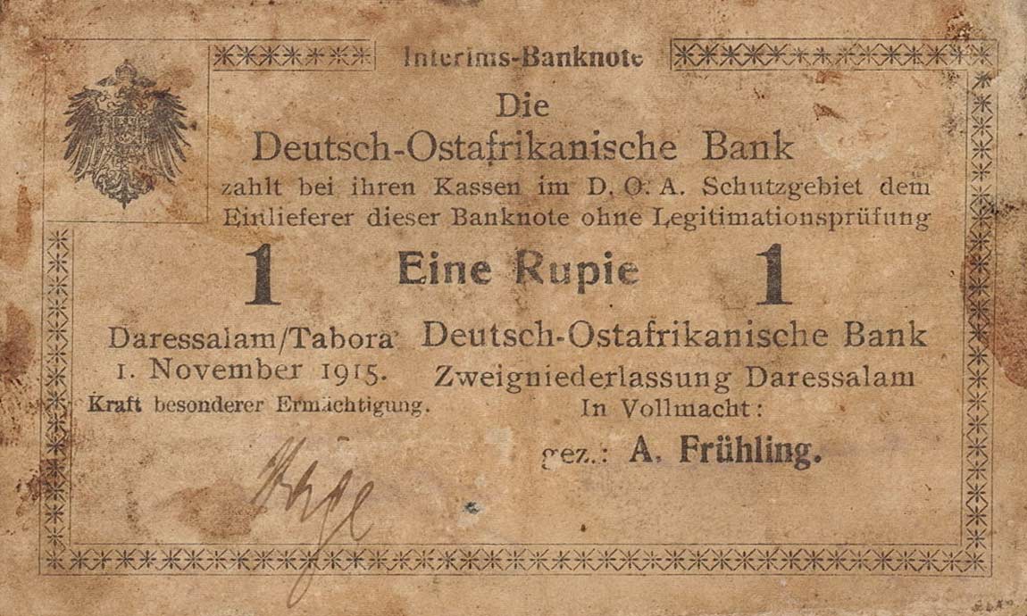 Front of German East Africa p11b: 1 Rupie from 1915