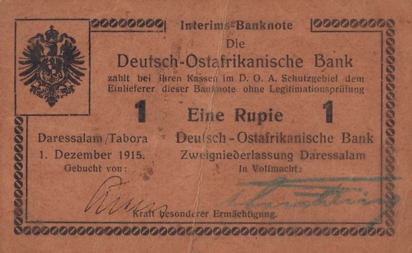 Front of German East Africa p13: 1 Rupie from 1915