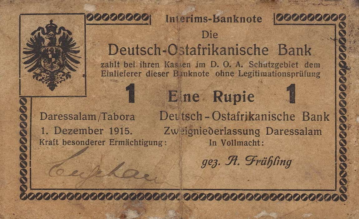 Front of German East Africa p15b: 1 Rupie from 1915