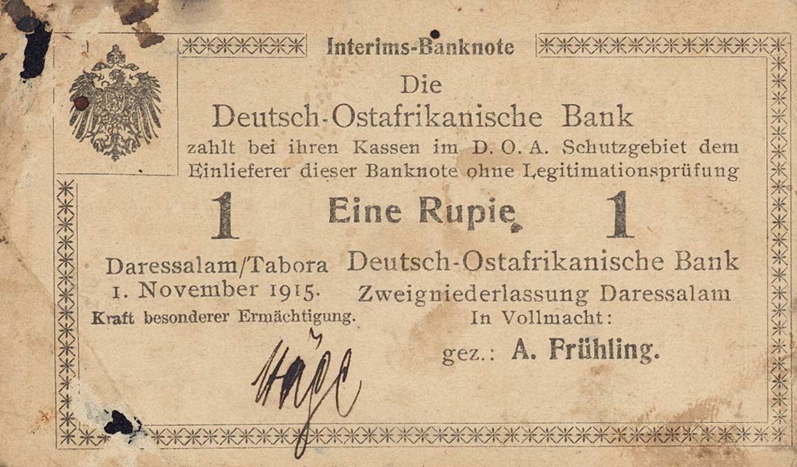 Front of German East Africa p26A: 1 Rupie from 1915