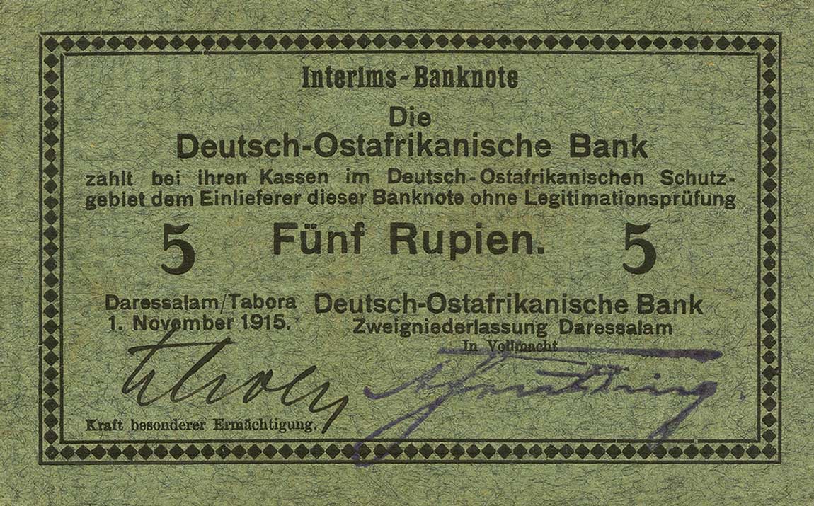 Front of German East Africa p35: 5 Rupien from 1915