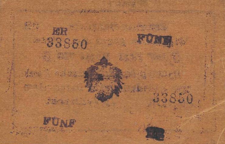 Back of German East Africa p37a: 5 Rupien from 1917