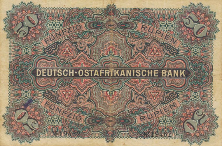 Back of German East Africa p3b: 50 Rupien from 1905