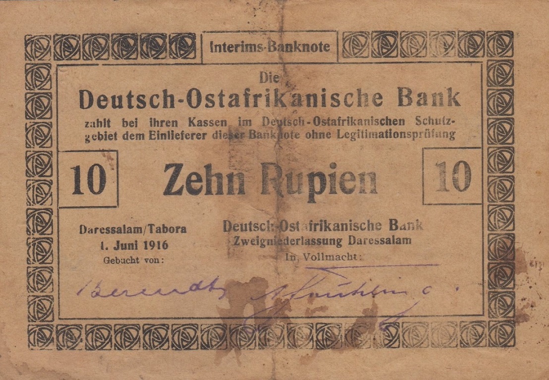 Front of German East Africa p42: 10 Rupien from 1916