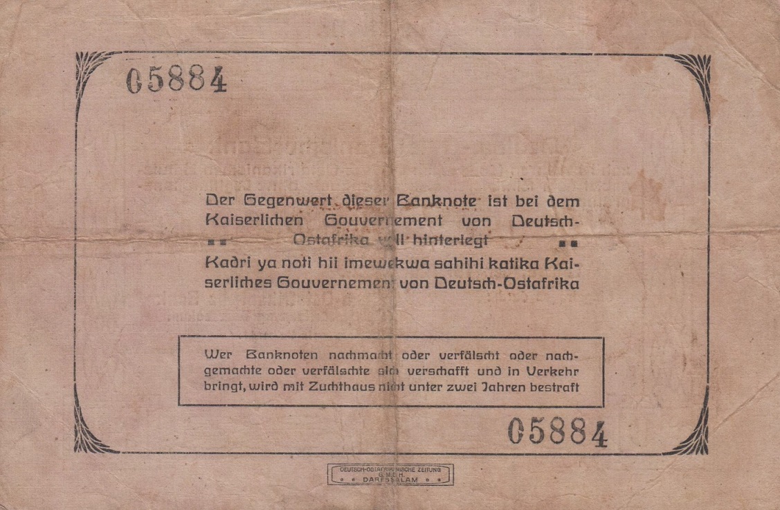Back of German East Africa p44a: 20 Rupien from 1915