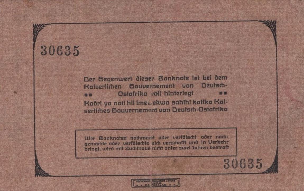 Back of German East Africa p45b: 20 Rupien from 1915