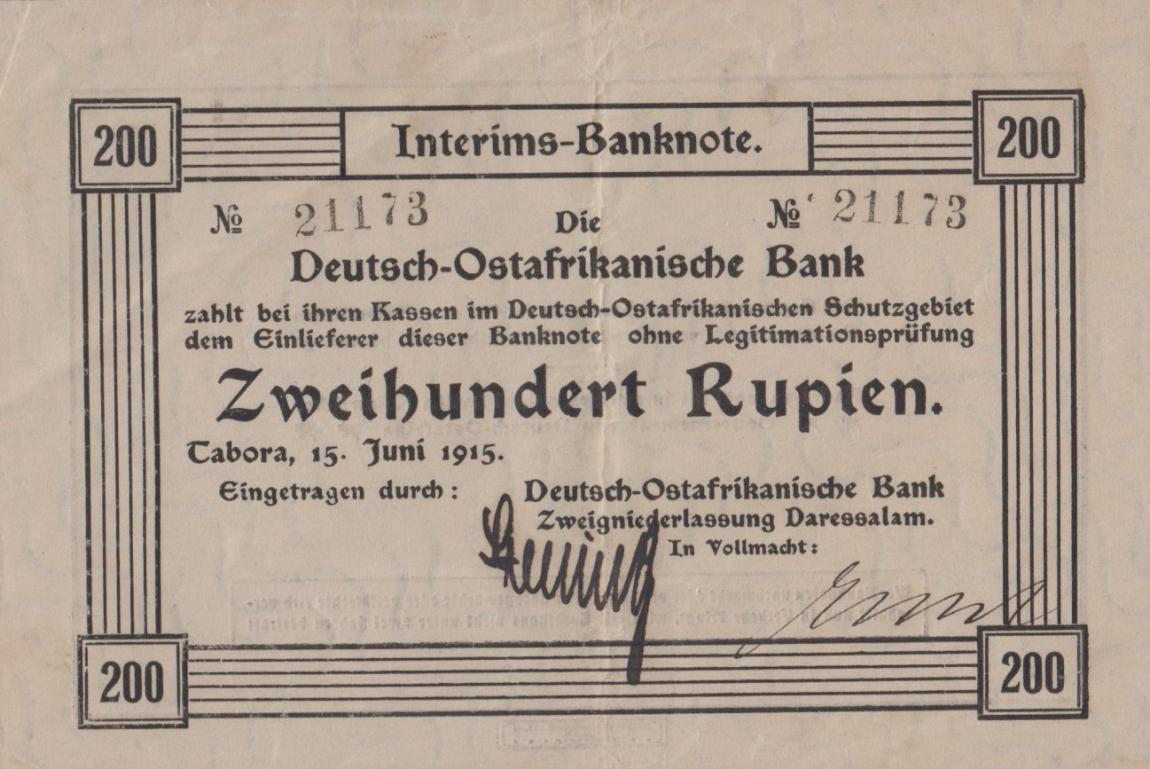 Front of German East Africa p49: 200 Rupien from 1915