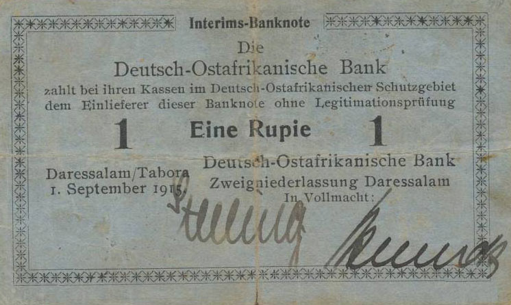 Front of German East Africa p6: 1 Rupie from 1915