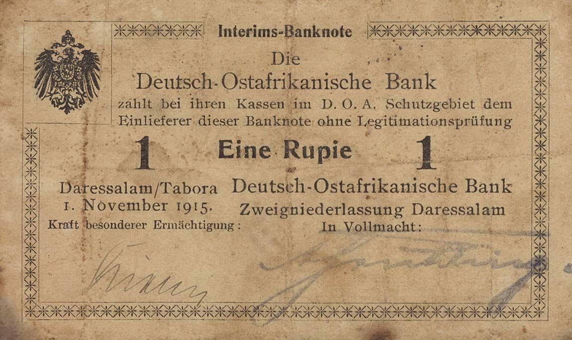 Front of German East Africa p9Aa: 1 Rupie from 1915