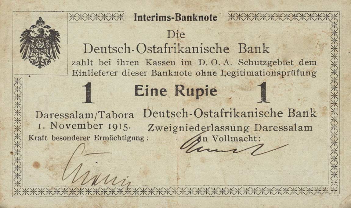 Front of German East Africa p9b: 1 Rupie from 1915