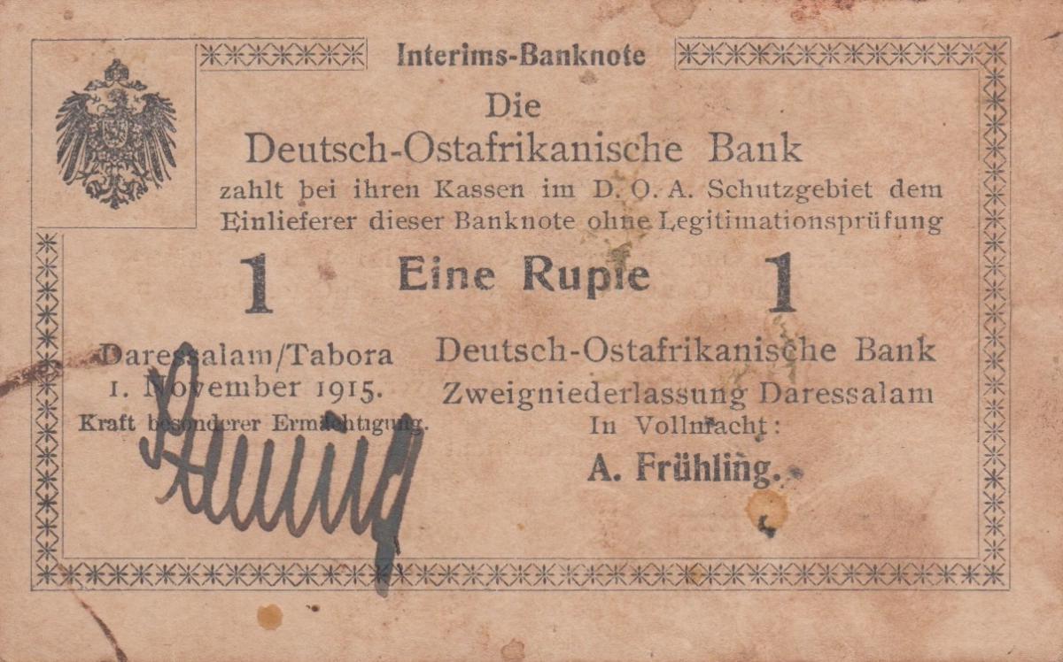 Front of German East Africa p12b: 1 Rupie from 1915