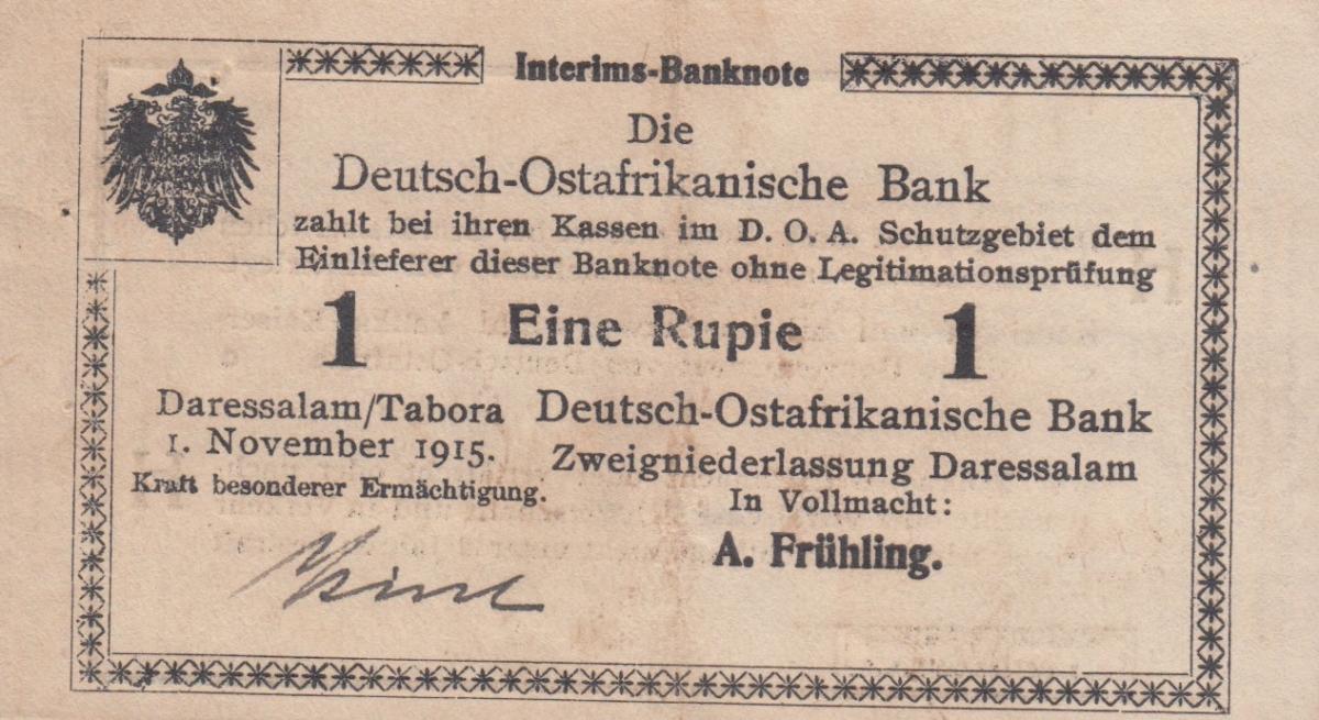 Front of German East Africa p12c: 1 Rupie from 1915