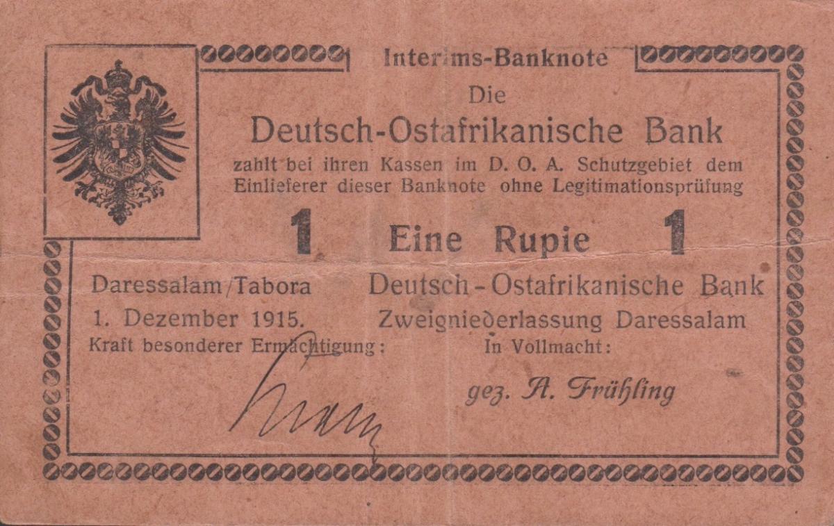 Front of German East Africa p15a: 1 Rupie from 1915