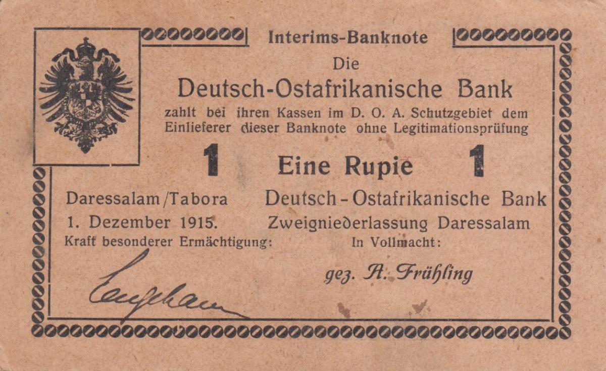 Front of German East Africa p15c: 1 Rupie from 1915