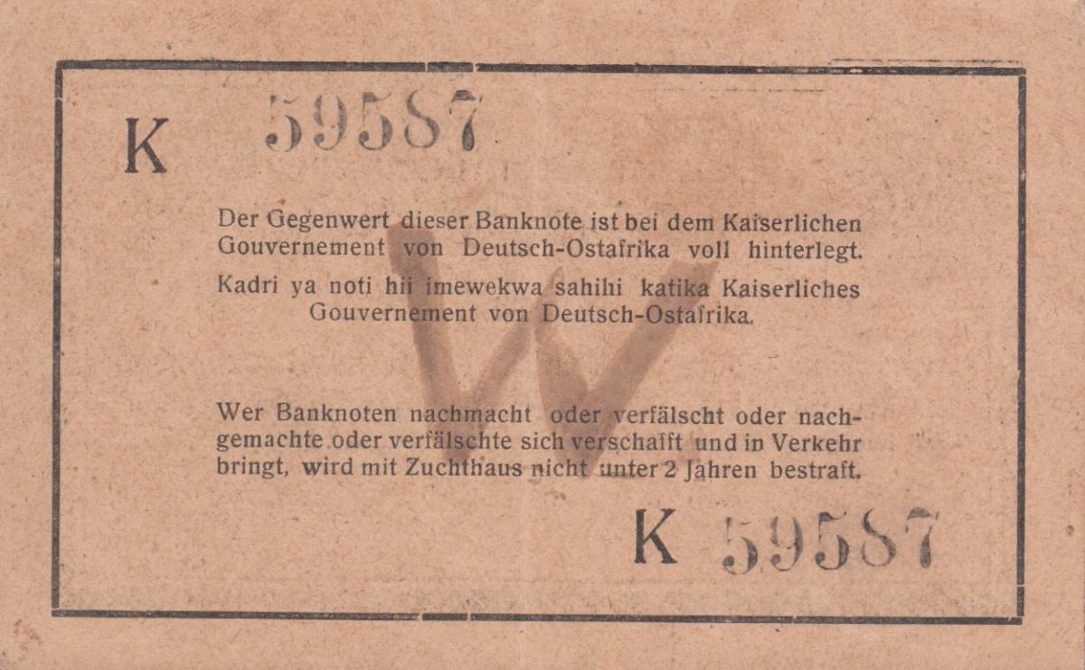 Back of German East Africa p16a: 1 Rupie from 1915