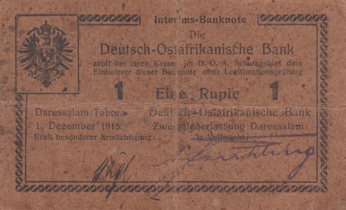 Front of German East Africa p17: 1 Rupie from 1915