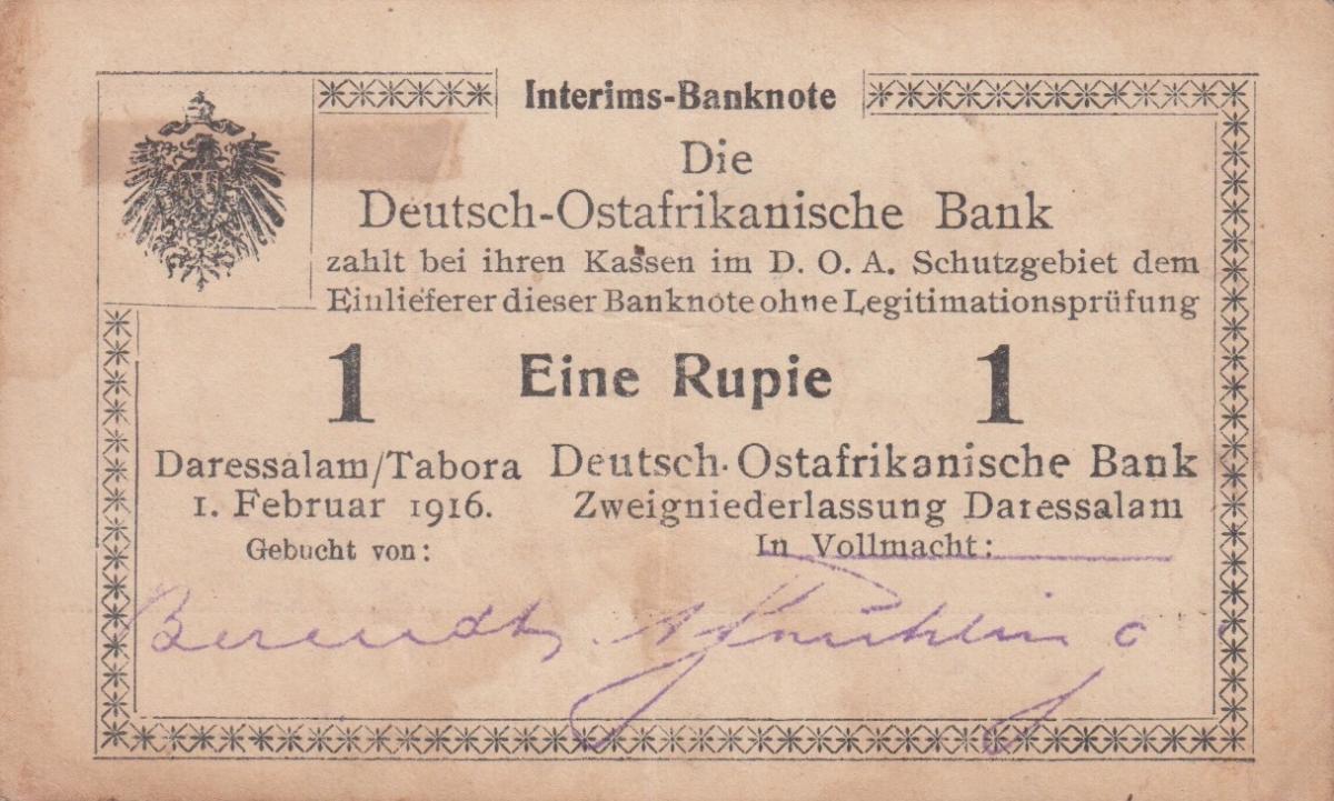 Front of German East Africa p27b: 1 Rupie from 1915