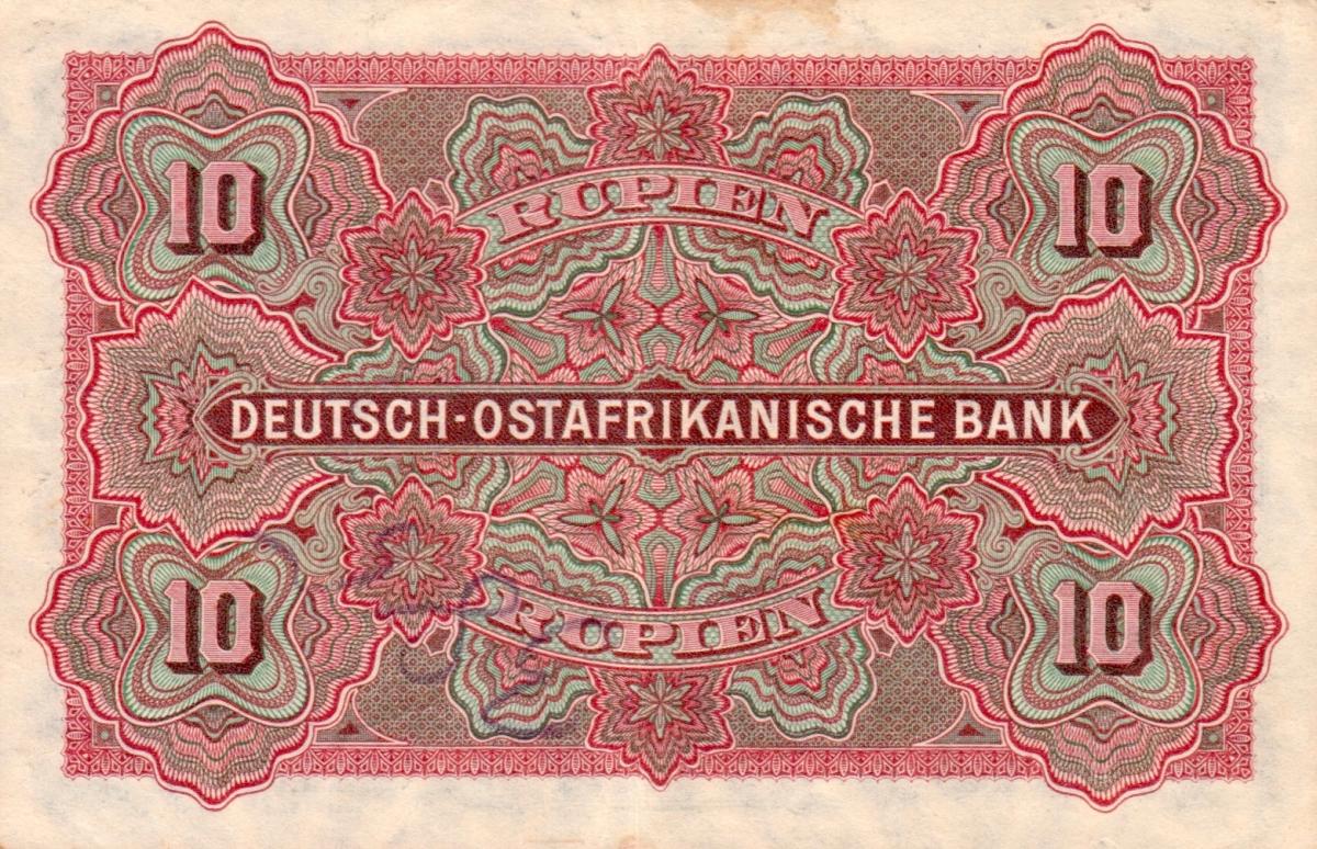 Back of German East Africa p2: 10 Rupien from 1905