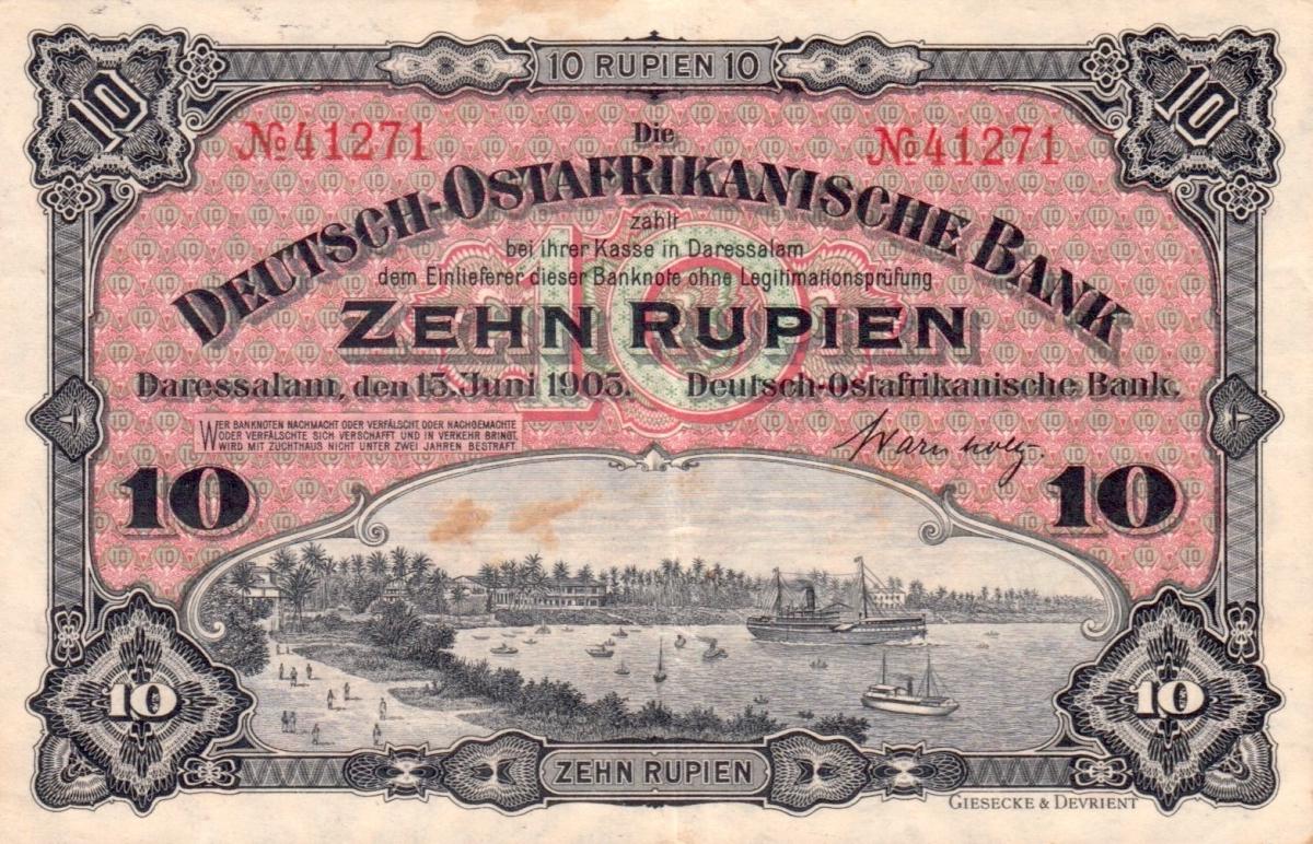 Front of German East Africa p2: 10 Rupien from 1905