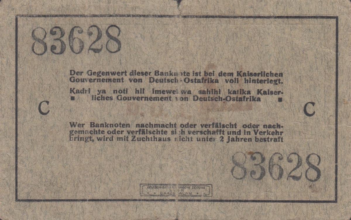 Back of German East Africa p32: 5 Rupien from 1915
