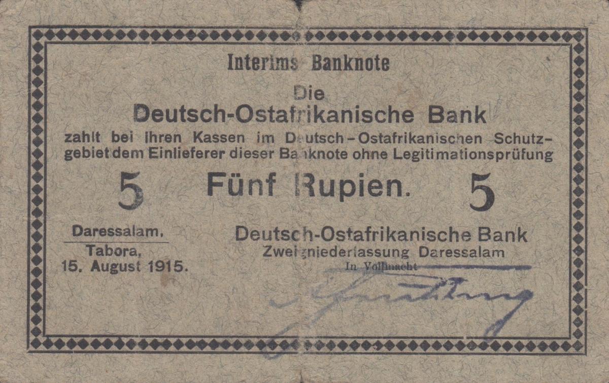 Front of German East Africa p32: 5 Rupien from 1915