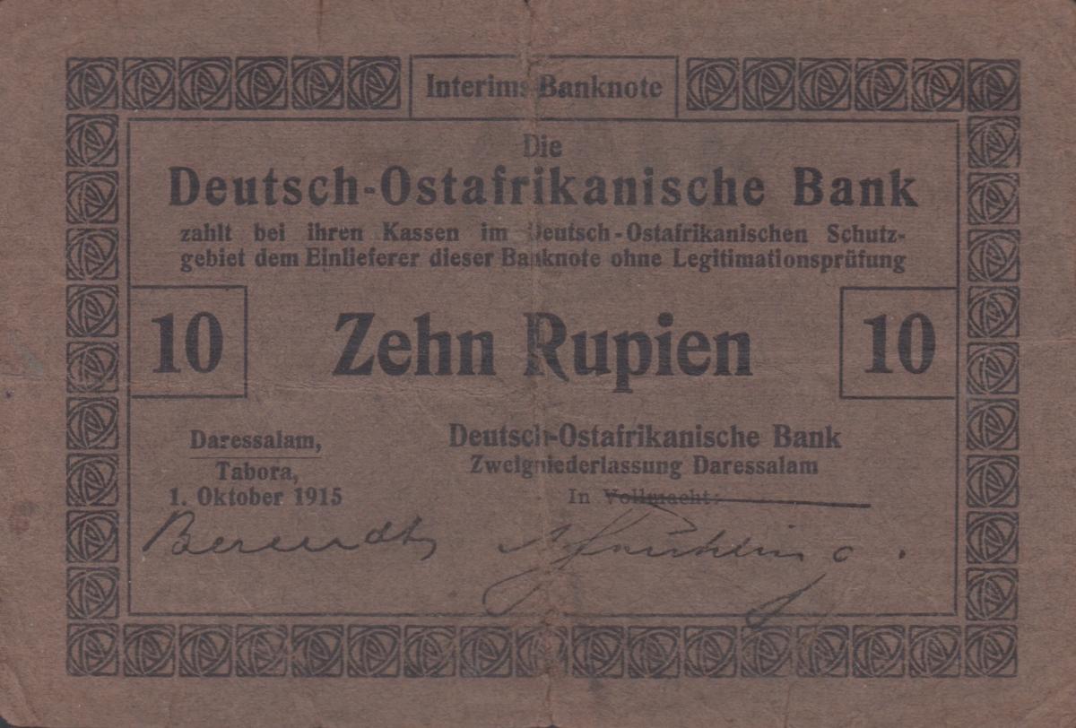 Front of German East Africa p38b: 10 Rupien from 1915