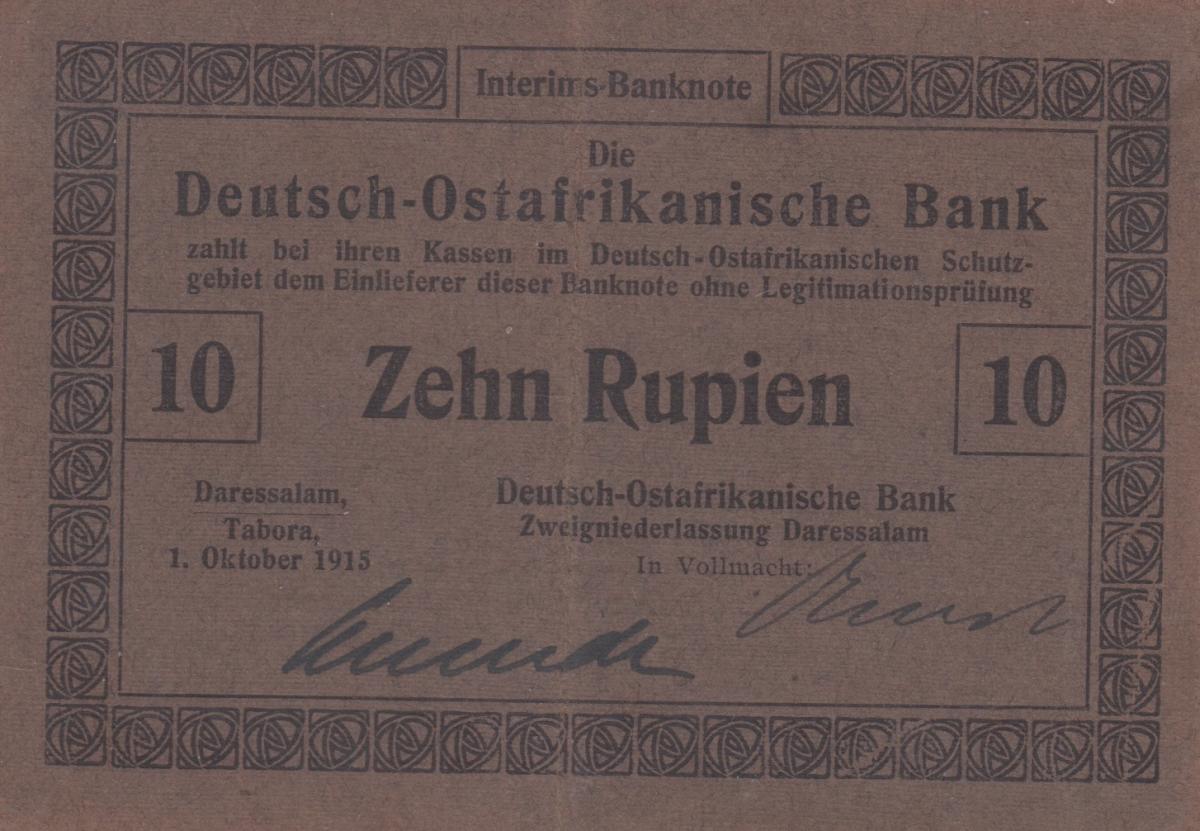 Front of German East Africa p39: 10 Rupien from 1915