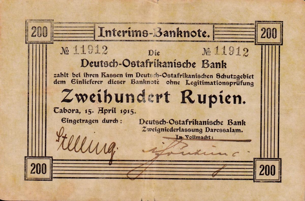 Front of German East Africa p48: 200 Rupien from 1915