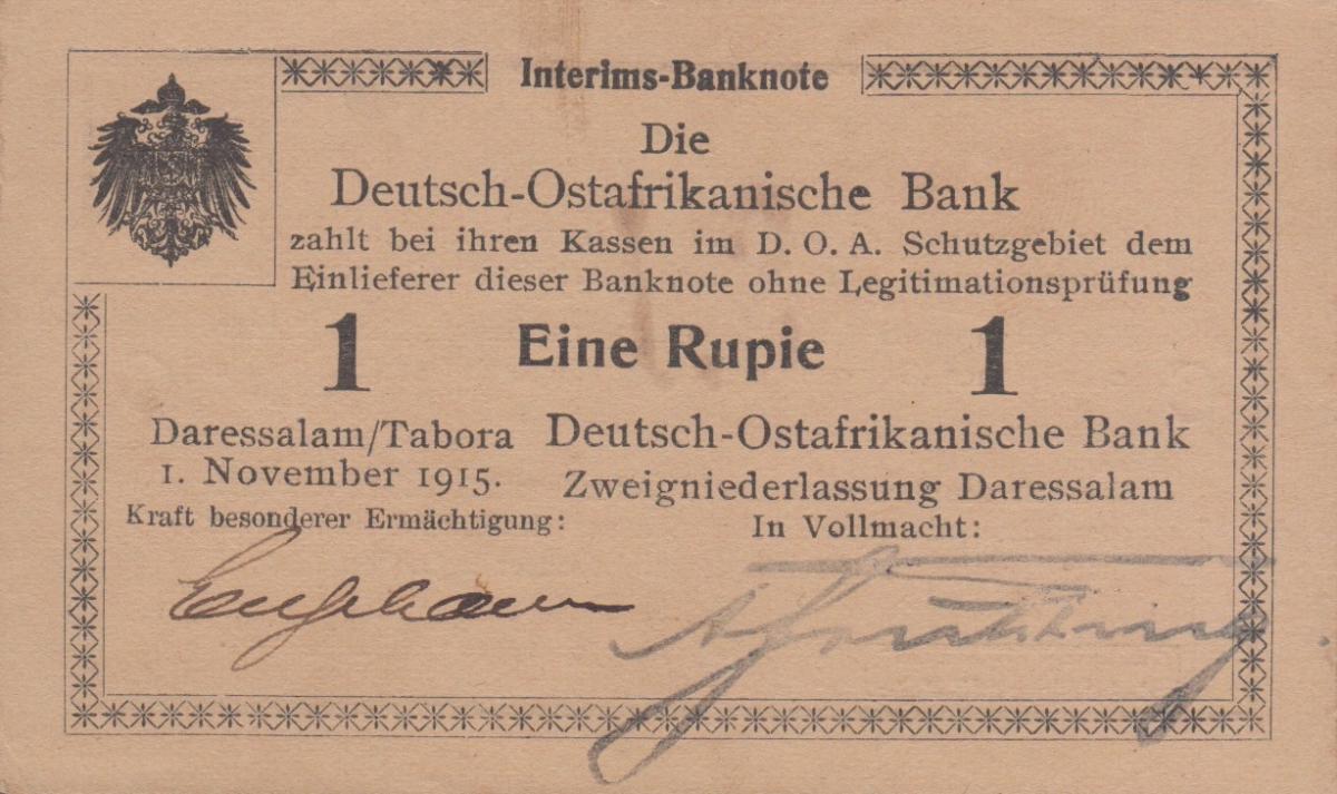 Front of German East Africa p9Aa: 1 Rupie from 1915