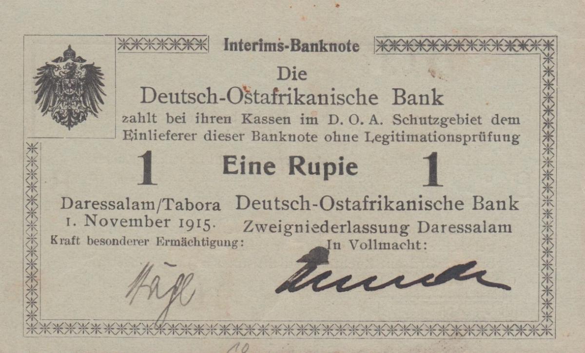 Front of German East Africa p9a: 1 Rupie from 1915