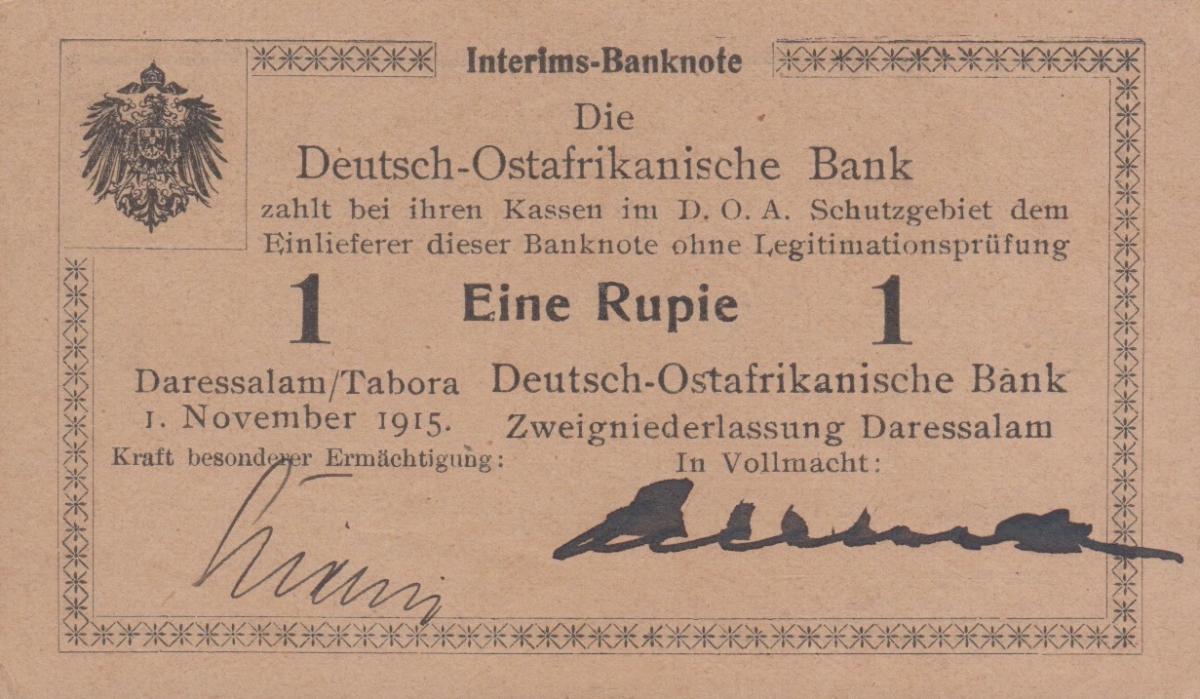 Front of German East Africa p9b: 1 Rupie from 1915