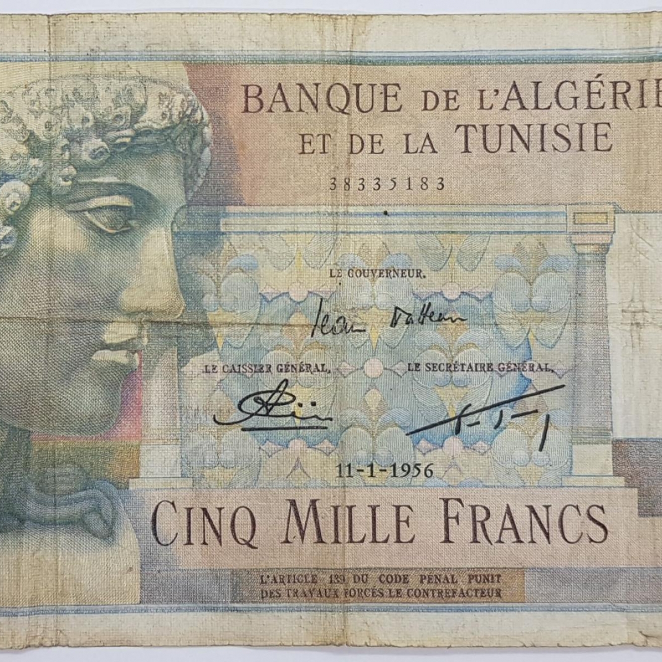 Collection Algerie Rare 5000 francs 11-01-1956 !!